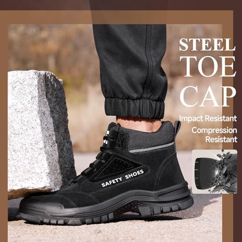 GUSAYEX Steel Toe Boots for Men Puncture Resistant Work Boots