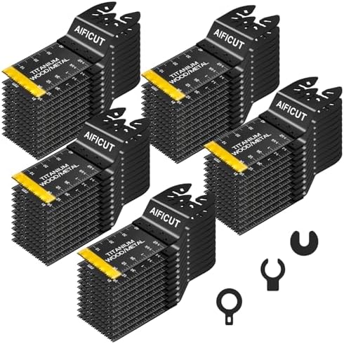 AIFICUT 55 PCS Oscillating Saw Blades Quick Release Universal oscillating Tool Blades Wood Plastics and Metal Multitool Blade Kits for Wood fit Dewalt Rockwell Milwaukee Makita Ryobi