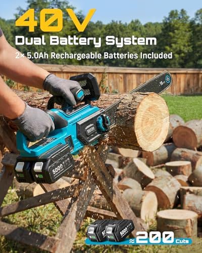 SEESII 40V Electric Chainsaw Cordless 18-Inch with 2 x 5.0Ah Batteries