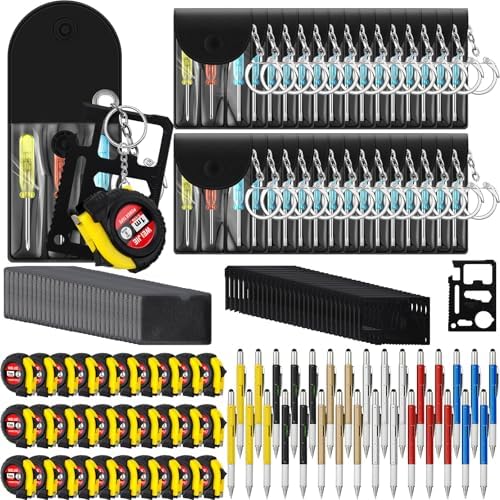 120 Pcs Mini Screwdriver Tape Keychain Set Multitool Pen Card Father's Gifts Bulk Mini Tool Set for Adult Men Dad (Multicolor)