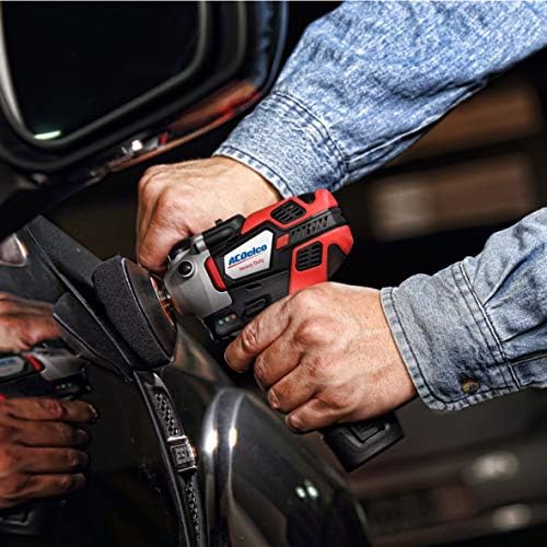 ACDelco Mini Cordless Polisher Tool Set 2 Speed 12V 3” Pad, Set with 2 Li-ion Batteries, Charger, and Accessory Kit, G12 Series ARS1214,Red