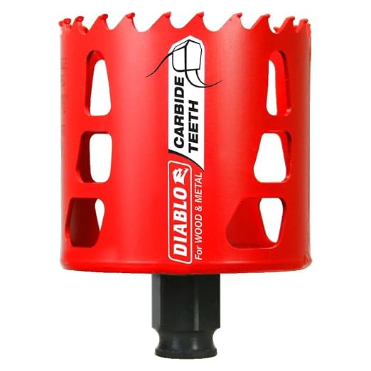 Diablo Carbide Teeth Hole Saw for Wood and Metal - Fits with Snap-Lock Plus Mandrel System, Tool-Free Plug Ejection - 2-11/16" Diameter, 2-3/8" Length - DHS2125CT