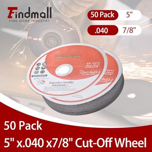 50 Pack 5"x.040"x7/8" Cut-Off Wheel - Metal & Stainless Steel Cutting Discs