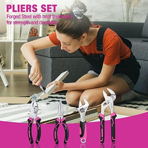 ValueMax 233 PCS Pink Home Tool Kit with Cordless Lithium-ion Drill