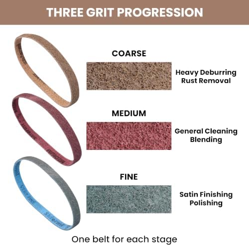 1x30 Non Woven Surface Conditioning Sanding Belts, 3 Pack