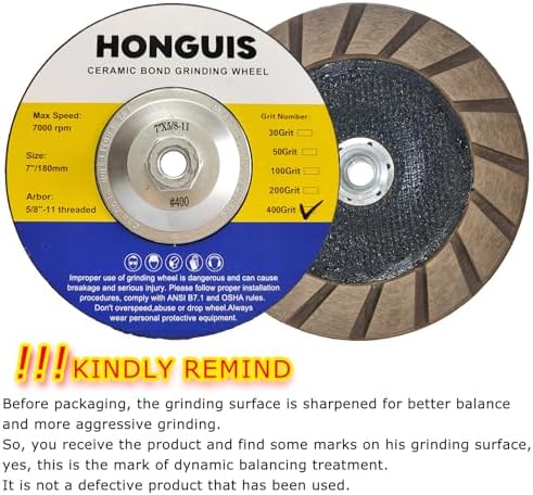 7" Ceramic Bond Diamond Cup Wheel for Concrete, 5/8-11, 400 Grit
