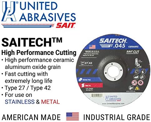 United Abrasives SAIT 22073 5x.045x7/8 SAITECH High Performance Cut-off Wheels, 50 pack