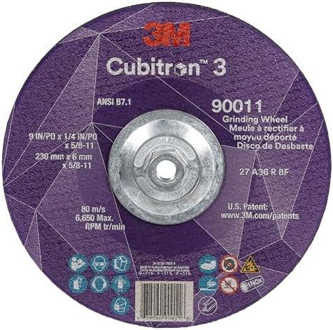 3M Cubitron 3 Depressed Center Grinding Wheel,36+,9 in x 1/4 in x 5/8 in-11
