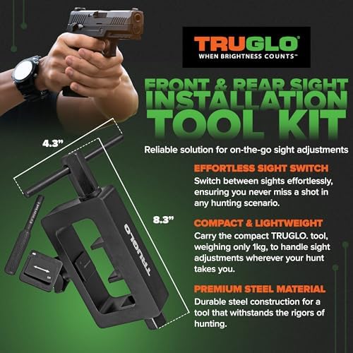 TRUGLO Portable and Durable Steel Rear and Front Sight Installation and Removal Tool for Glocks with Mounted Sights for Hunting, Black (2 Pack)