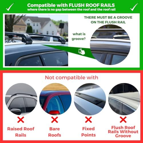 ERKUL Heavy Duty 220lbs Roof Rack Cross Bars for Kia Sportage 2017-2022 | Solid Metal Mounts | Aluminum Crossbars with Anti Theft Lock for Rooftop - Compatible with Flush Rails - Black