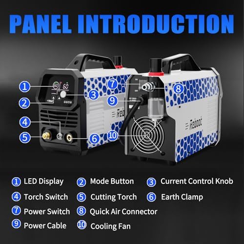 Reboot 60A Plasma Cutter, Large LED Display, 120/240V Synergic IGBT Inverter Cutting Machine, 1/2 Inch Clean Cut, 5/8 Inch Max Cut, Post Flow and 2T/4T, Built-in Air Regulator, for Beginners DIY Use