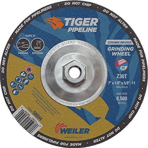 Weiler 58094 7" x 1/8" Tiger Pipeline, Z30T, 5/8"-11 Nut (Pack of 10)