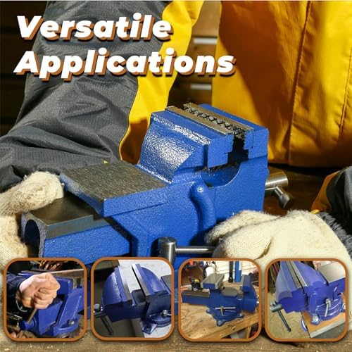 kimllier 5 Inch Heavy Duty Bench Vise with Anvil 360 Degree Swivel Locking Base Bench Clamp, Fit for Clamping Fixing Equipment Home or Industrial