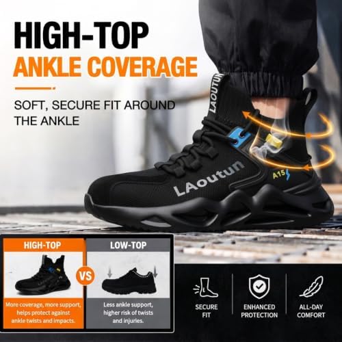 LAoutun Steel Toe Shoes for Men Work Shoes Safety Sneakers Lightweight
