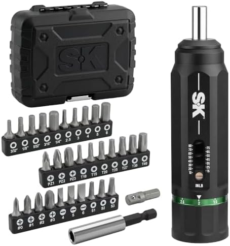 SK 33-Piece Torque Screwdriver Set, 10-80 Inch Pound, Full CNC-Machined