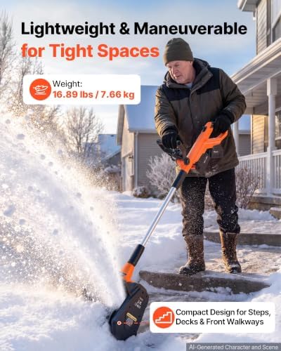 VEVOR Electric Snow Shovel 40V 13.5" Battery-Powered Cordless Snow Blower