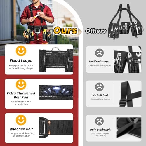 Professional Tool Belt for Men, Magnetic Tool Pouch with Suspenders