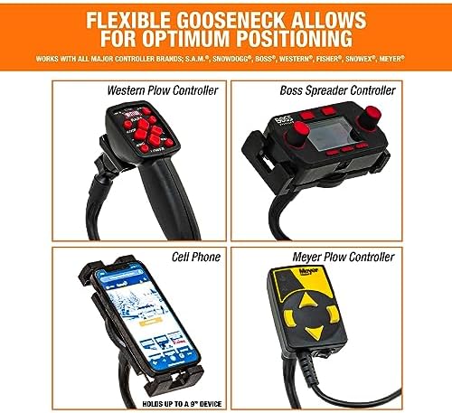 Buyers Products 1306890 SAM Universal Snow Plow Controller Cup Holder, Mount Included, Flexible Arm for Positioning, Cell Phone Holder Attachment, Expandable Cup Mounting