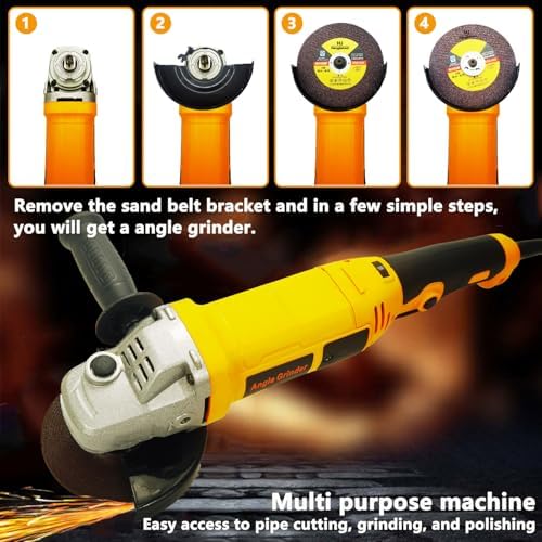 Pipe Tube Polisher Sander,1280W High-Power Industrial Grade Pipe Belt Sander with 6 Variable Speeds,Professional Polishing Tools for Grinding, Polishing,and Rust Removal.