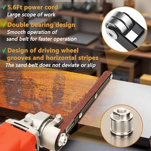 Belt Sander - 1080W Detail Band File Belt Sander, 1/2"x18" Finger Belt Sander for Grinding and Polishing Wood, Paint, Metal Rust Move,welding Spot and DIY.