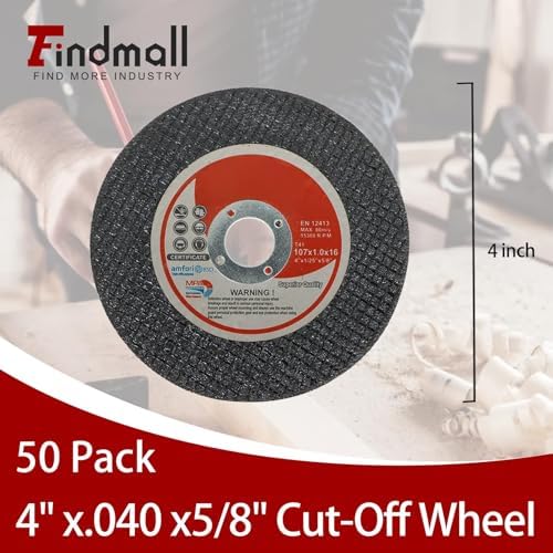 findmall 50 Pack 4" x.040 x5/8" Cut Off Wheel Aluminum Oxide