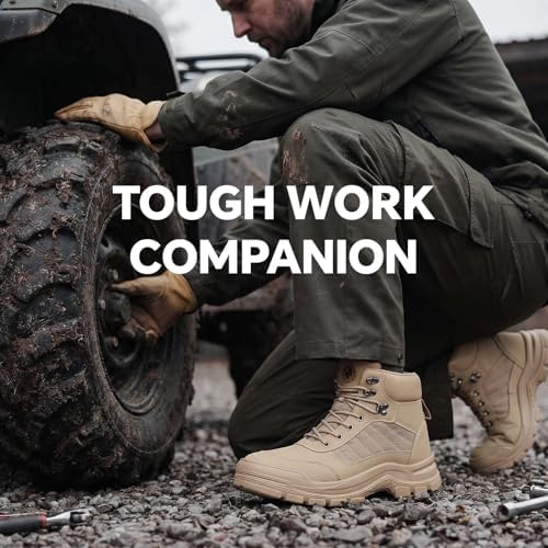 ANGRYRAM Steel Toe Boots for Men Women Puncture Proof Work Boots