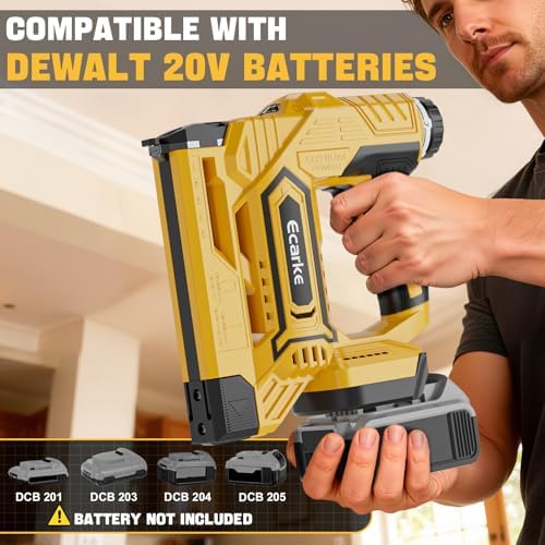 Ecarke Cordless Brad Nailer 2-in-1 Compatible with DeWalt 20V Battery, 18 Gauge Nail Gun 5/8 to 1-1/4 Inch with 2000 Nials for Wood Carpentry, Powered Electric, 2 Mode, Tool Only