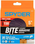 Spyder 50-Pack 150 Grit Sanding Discs, Ceramic Net, 5-Inch Hook and Loop, for Random Orbital Sander (500071)