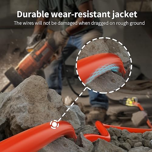 HUANCHAIN 6FT 12 Gauge Extension Cord Orange, Outdoor Electric Cable