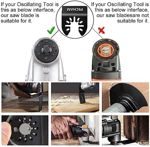 PECHAM 24PCS Universal Wood Metal Oscillating Multitool Quick Release Saw Blades Fit Porter Cable Black & Decker Rockwell Ridgid Ryobi Milwaukee Chicago