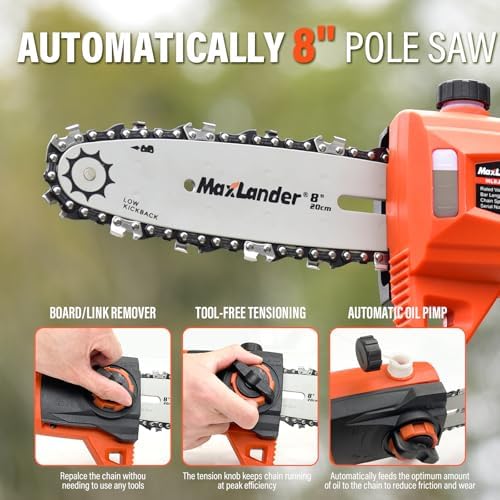 8 Inch 20V Cordless Pole Saw With 2×3.0Ah Battery & Charger