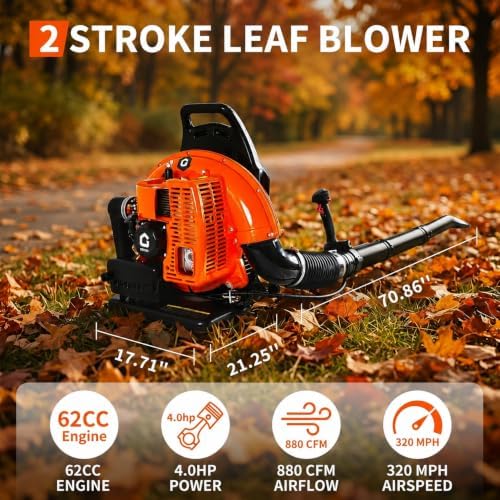 GarveeTech 66CC Gas Backpack Leaf Blower, Yard Lawn Care, Snow Removal
