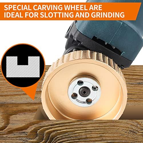 Pomsare 5PCS Angle Grinder Wood Carving Disc Set, Polishing Wheel Pad Sanding Disc for Wood, Stump Grinder Tool Grinding Shaping Disk, Cutting Wheel for 4 1/2 Angle Grinder Attachments Rotary Tool