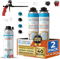 Adhesive Guru Spray Foam Insulation Kit (2 x 32.80 oz/930 gr - 40 Board feet), Self-Expanding Adhesive Foam, Closed Cell Heat Insulation & Acustic Spray with Cleaner and Dispensing Gun- 2 Pack