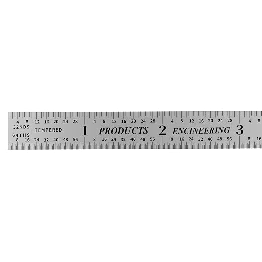 PEC Tools Made in USA Machinist Rule, 6" Flexible Steel Rule, Satin Chrome Finish, Markings 1/10", 1/50", 1/32", 1/64",