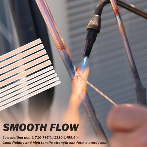 40 Sticks 15% Silver Brazing Rods AWS BCuP-5 15% Silver Solder Phos Copper Brazing Alloys Flat Welding Rods 0.050"x1/8"x10" for HVAC Refrigeration Air Conditioning Cold Storage Equipment