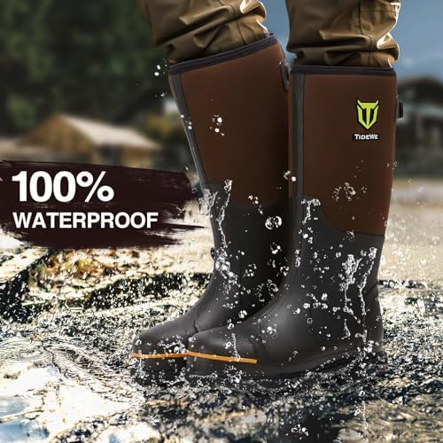 TIDEWE Rubber Work Boots for Men, Steel Toe & Shank, Waterproof Anti Slip