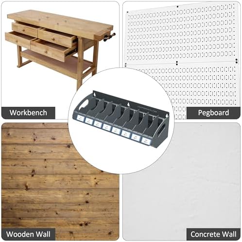 UNITEDPOWER Sanding Discs Holder, 8 Slots Wall Mount Metal Sandpaper Storage Rack for Workshop, Shed, Garage Classified Organization, Fit Most of Sandpaper