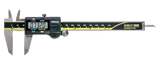 Mitutoyo 500-196-32 Absolute Digital Caliper - High-Accuracy Digital Caliper with LCD Display, Unlimited Response Speed, 6"/150 mm Measuring Range, Standard Jaws, No SPC Output