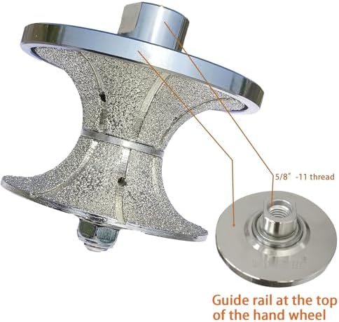 V50 2 inch Diamond Full Bullnose Profile Wheel Diamond Hand Profiler Router Bit Wheel Vacuum Brazed with 5/8-11 Thread for Grinder Polisher Granite Marble Concrete and Countertop Edge Shaping