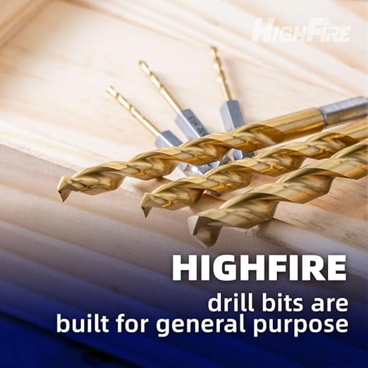 HIGHFIRE1/16 Hex Shank Drill Bits, High Speed Steel Titanium Drill Bit Set for Steel, Quick Change Small Drill Bits for Metal (Pack of 12 Identical Pcs)
