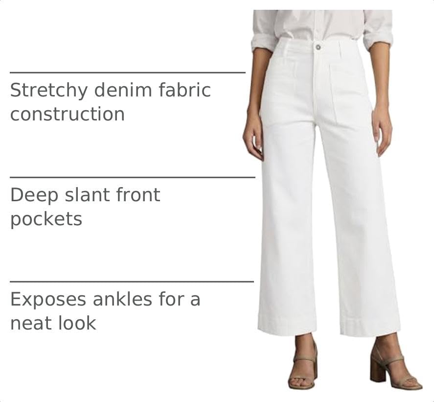 Cicy Bell Womens Cropped Wide Leg Jeans High Waisted Baggy Denim Ankle Pant