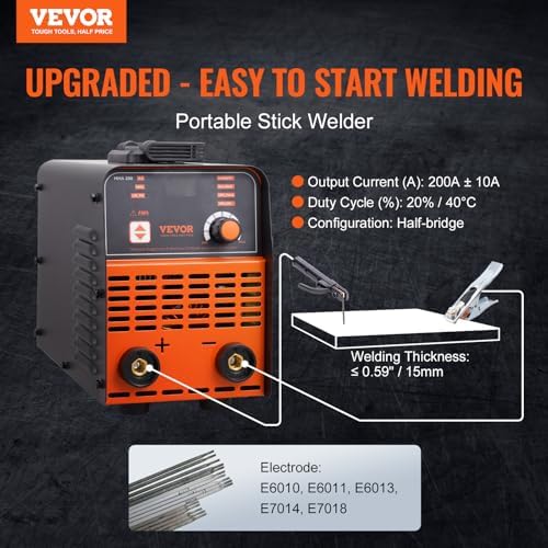 VEVOR Stick Welder, 200Amp 2 in 1 ARC/Lift Tig Welder Machine 110/220V with Hot Start Arc Force Anti-Stick