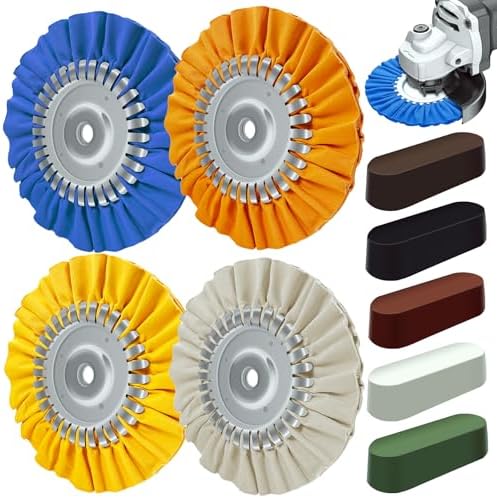 9PCS Aluminum Polishing Kit,Buffing Wheel with Solid One-Piece Hub