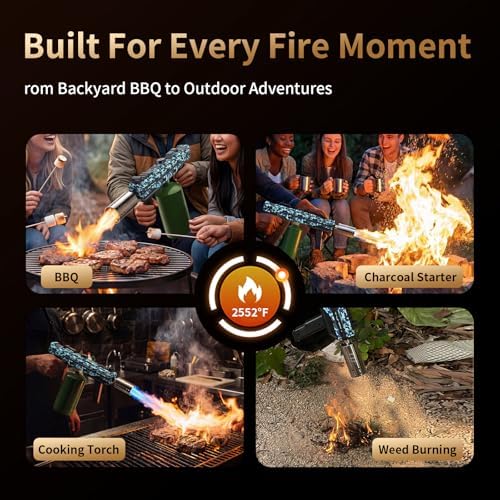 Propane Torch Gun, Adjustable Flame Blow Torch for Cooking and BBQ