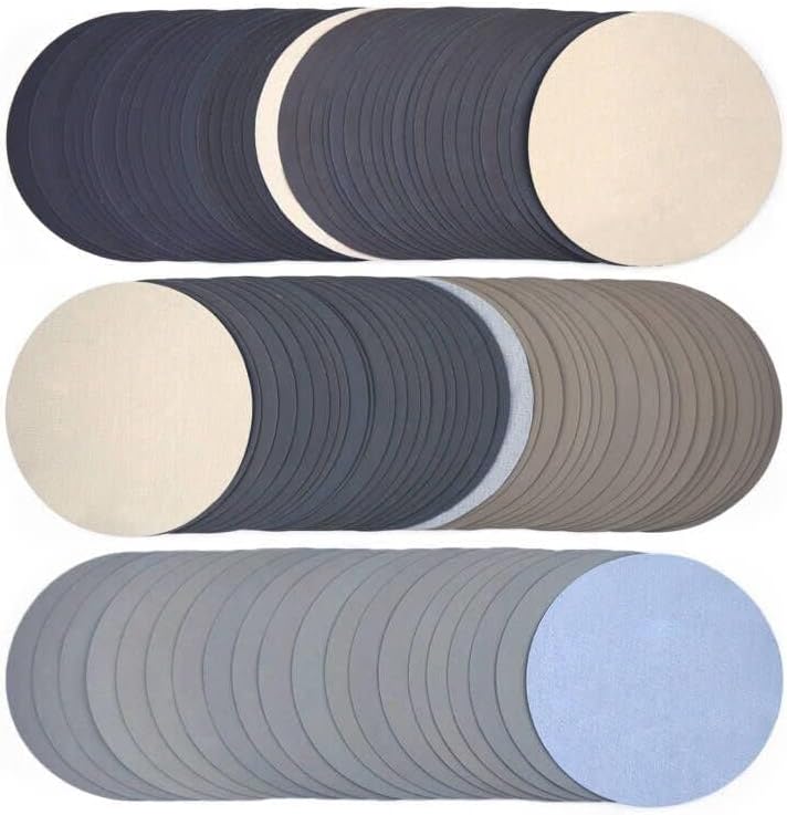 POLIWELL 6 Inch Wet Dry Sanding Discs 100Pcs Waterproof Sandpaper