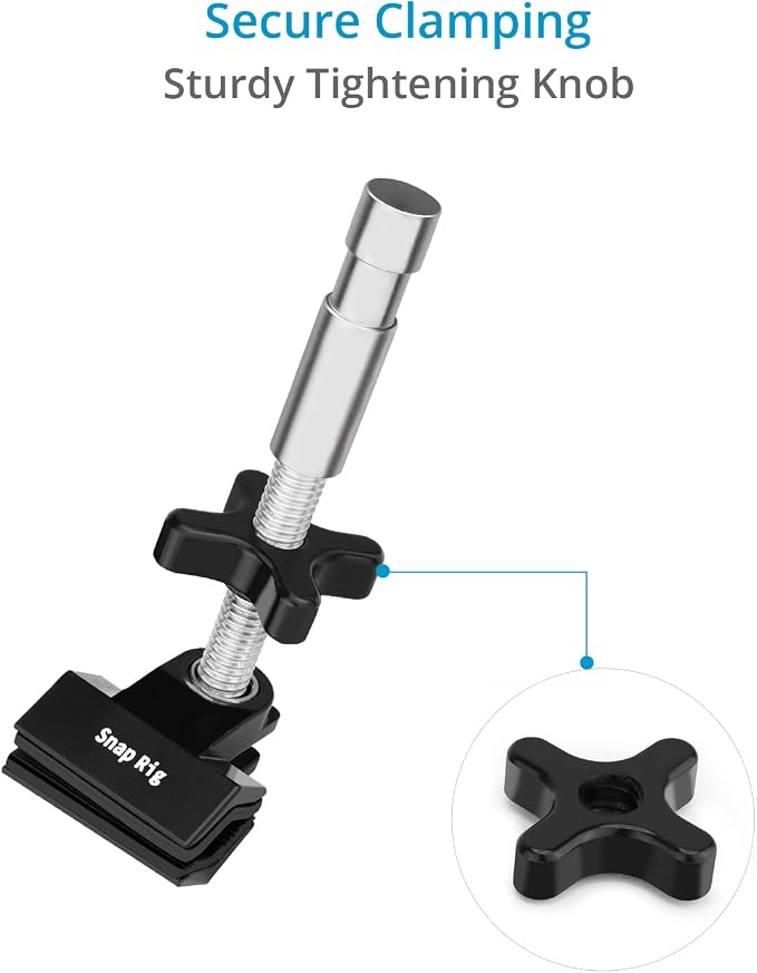 PROAIM SnapRig Mounting End Jaw Vise Grip/Clamp with 5/8” Baby Pin. Standard 3/8”-16 Mount. Clamping Range up to 2”. Payload up to 20kg / 40lb. (CL217)