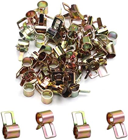 Fielect 50pcs 2/9" / 6mm Spring Band Type Action Hose Pipe Clamp Low Pressure Air Clip Clamp Fasteners Assortment Kit for Plumbing, Automotive and Mechanical