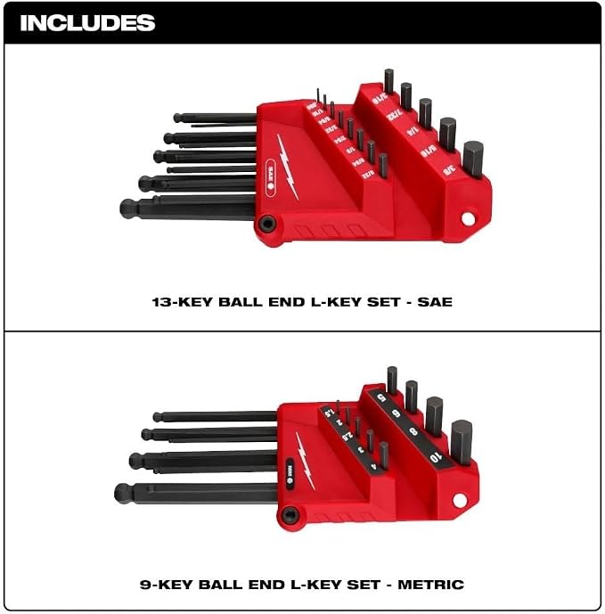 48-22-2187 Hex Key for Milwaukee 22-Key Ball End L-Key Set