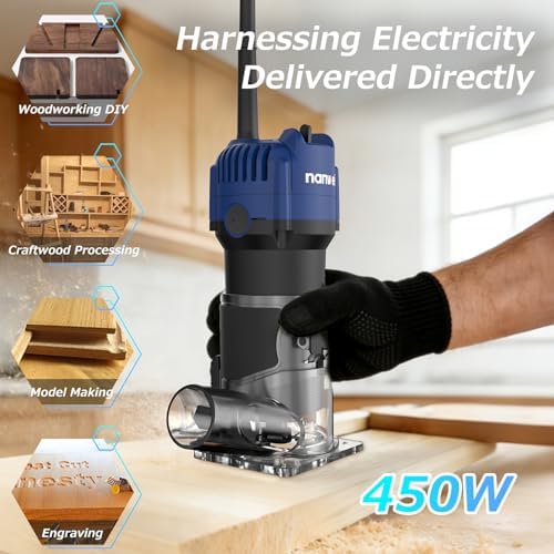 NANWEI 450W Router Tool for Woodworking, Hand Wood Router Tool, 32000rpm Compact Edge Trimmer（No Bits）